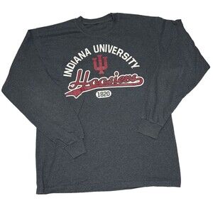 Indiana University Hoosiers Long Sleeved T Shirt Large Grey Vintage Men's Womens